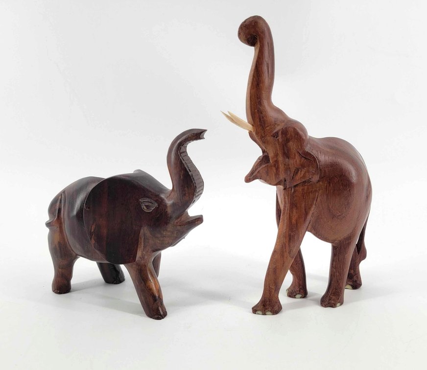 2x Elephant Woodcarvings