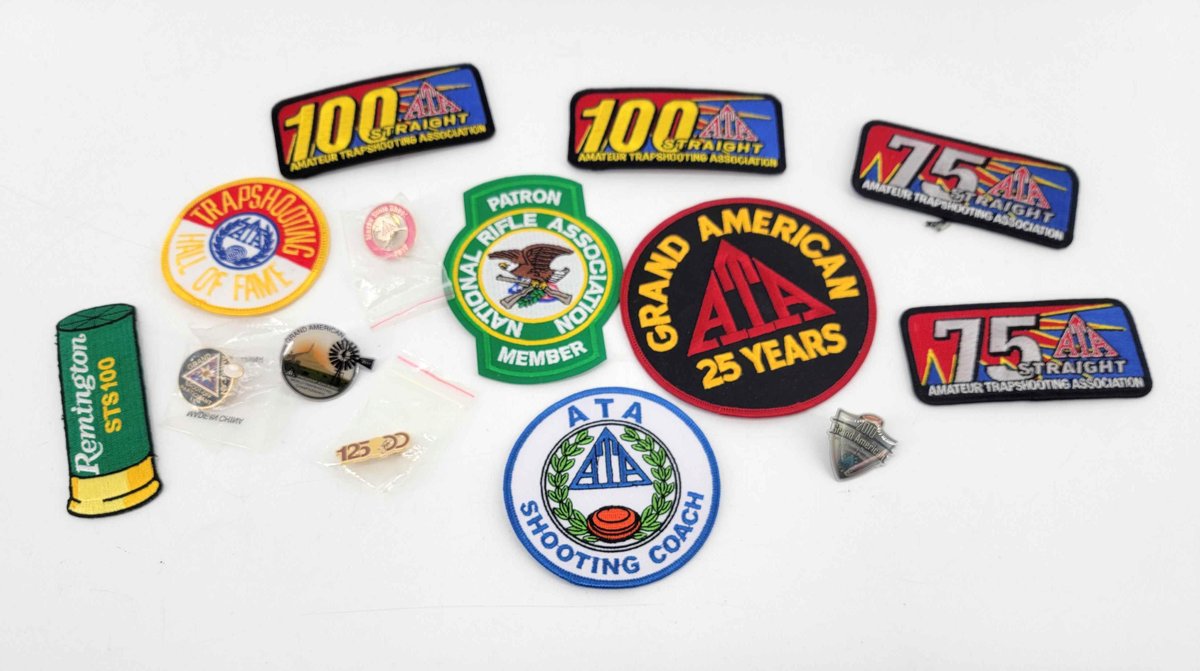 14x Assorted Shooting/Trapshooting Patches & Pins