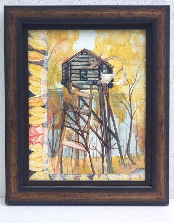 Forest Cache Framed Watercolor Painting