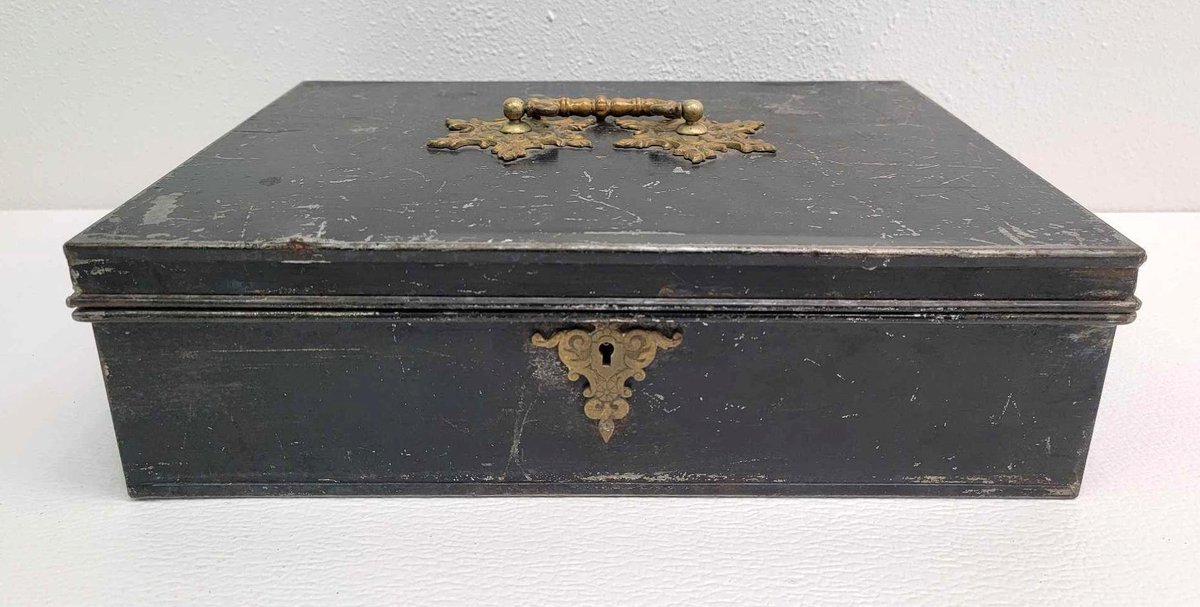 Antique Metal Jewelry Box 