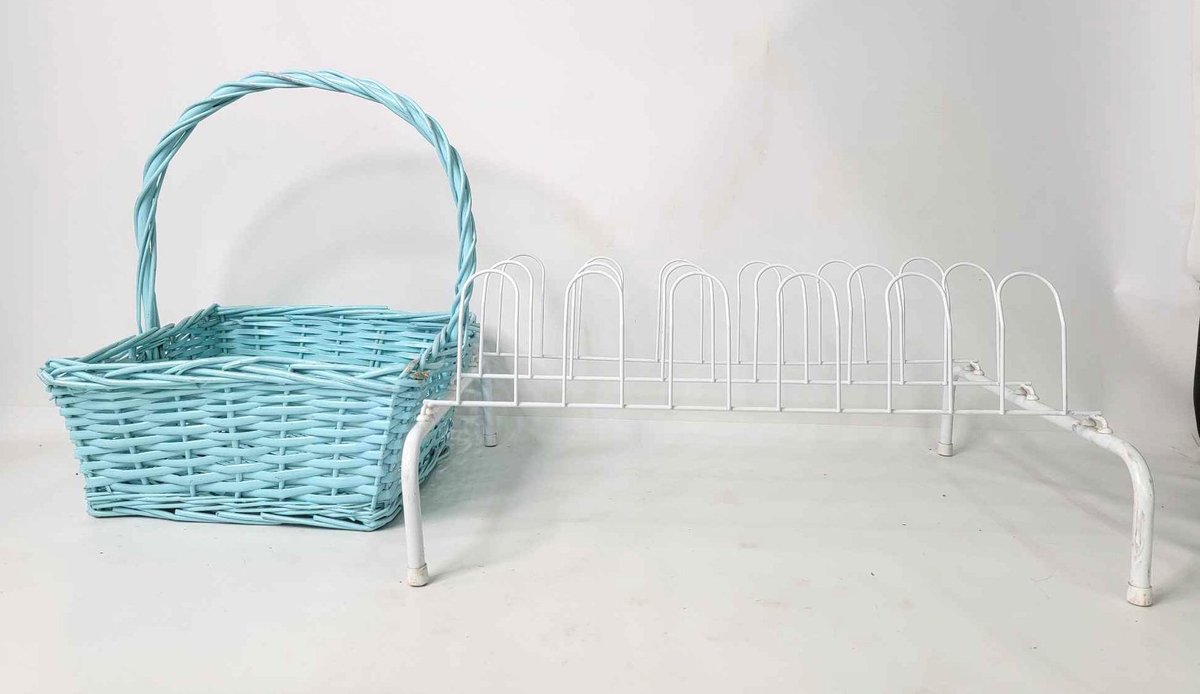 Blue Basket & White 9-Pair Shoe Rack
