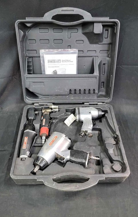 4x Craftsman Tools - 2x Impact Wrenches, Right Angle Grinder, Air Ratchet