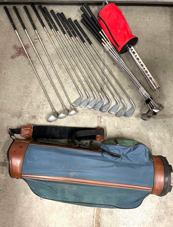 Golf Clubs, Irons, Picker Upper & Bag