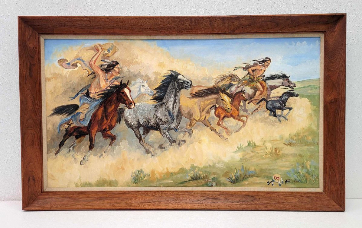 Large Native American Original Oil Painting