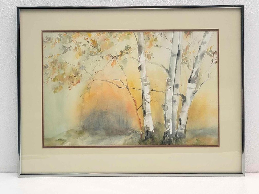 Dot Tideman "White Birch" Original Watercolor Painting 