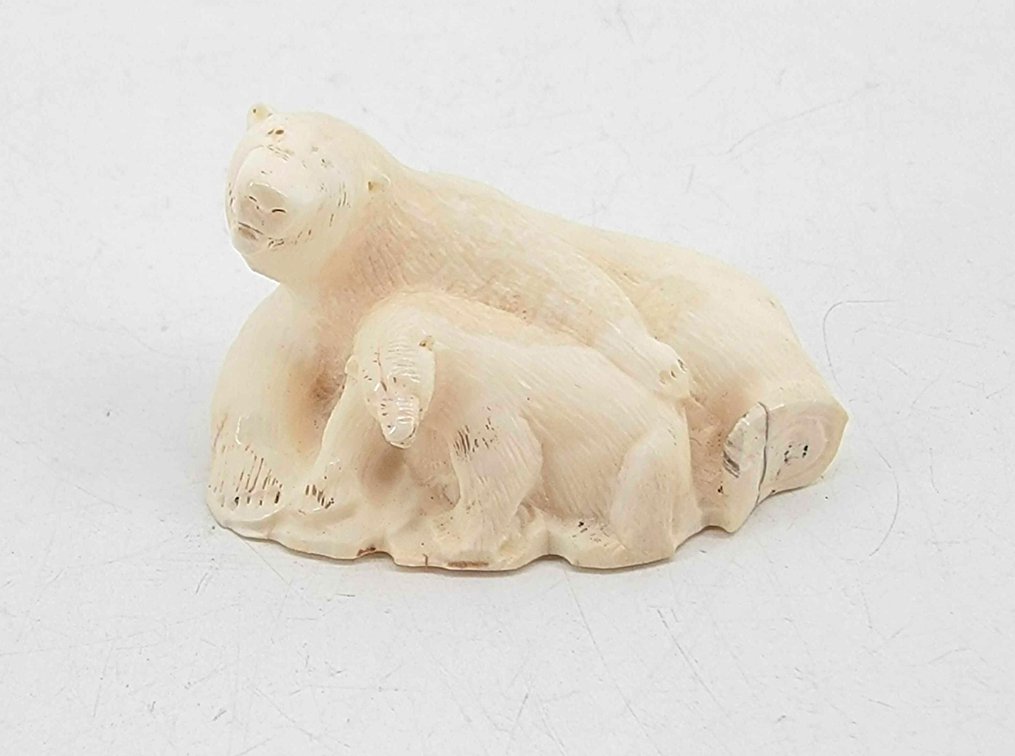 Herbert Kiyokoo Carved Walrus Ivory Polar Bears
