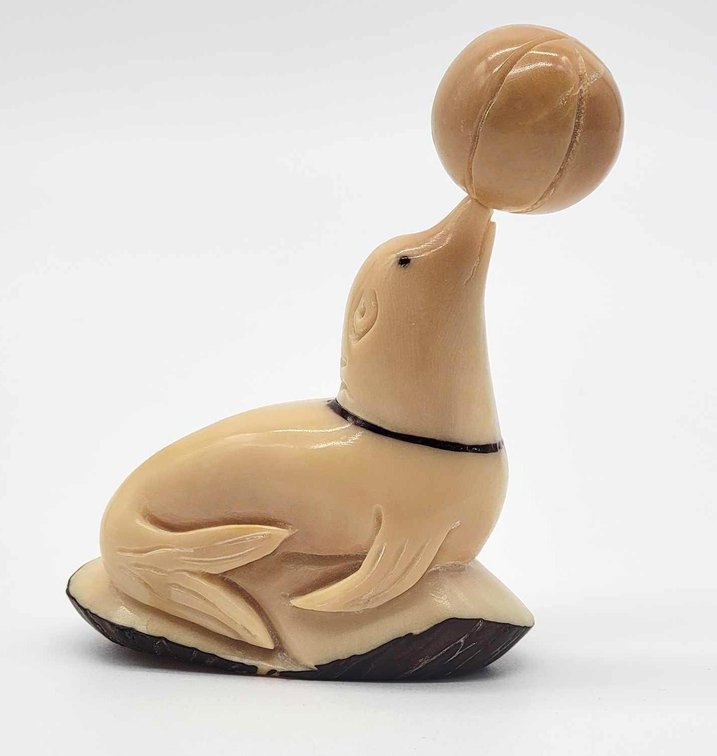 Tagua Nut (Vegetable Ivory) Seal Carving 