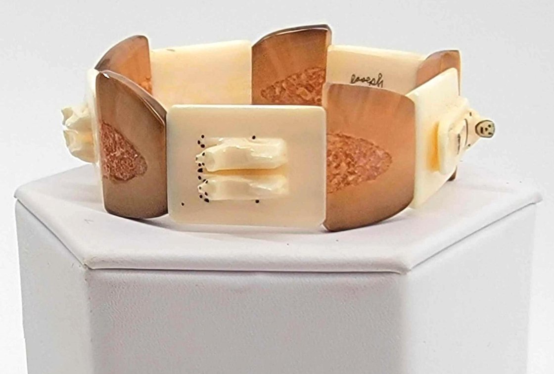 Joseph Iyahuk Walrus Ivory Dog Sled Bracelet 