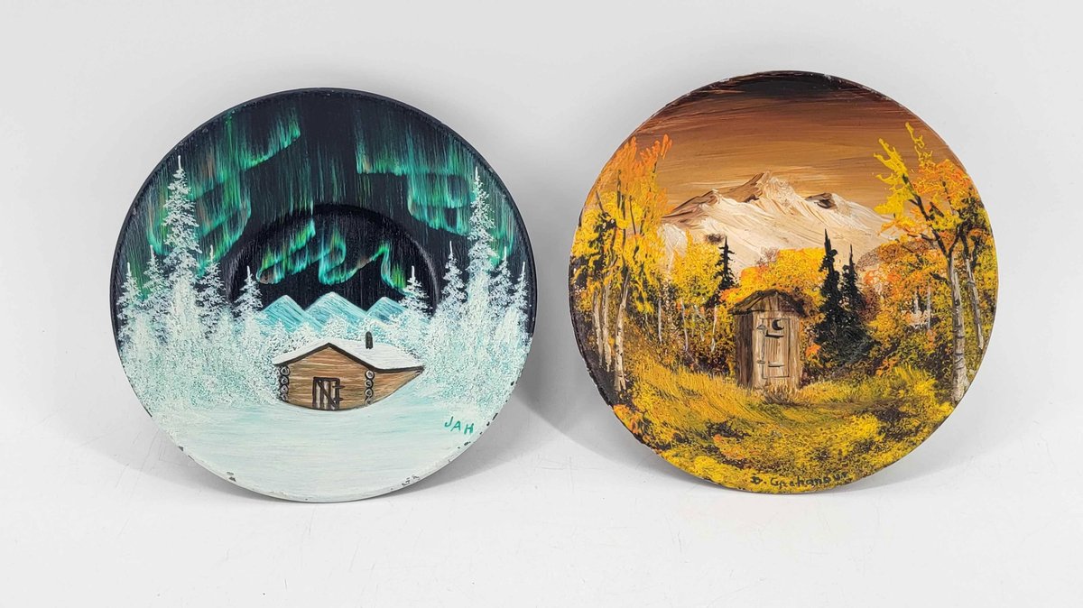Judy Hartman & Unknown Artist Painted Gold Pans
