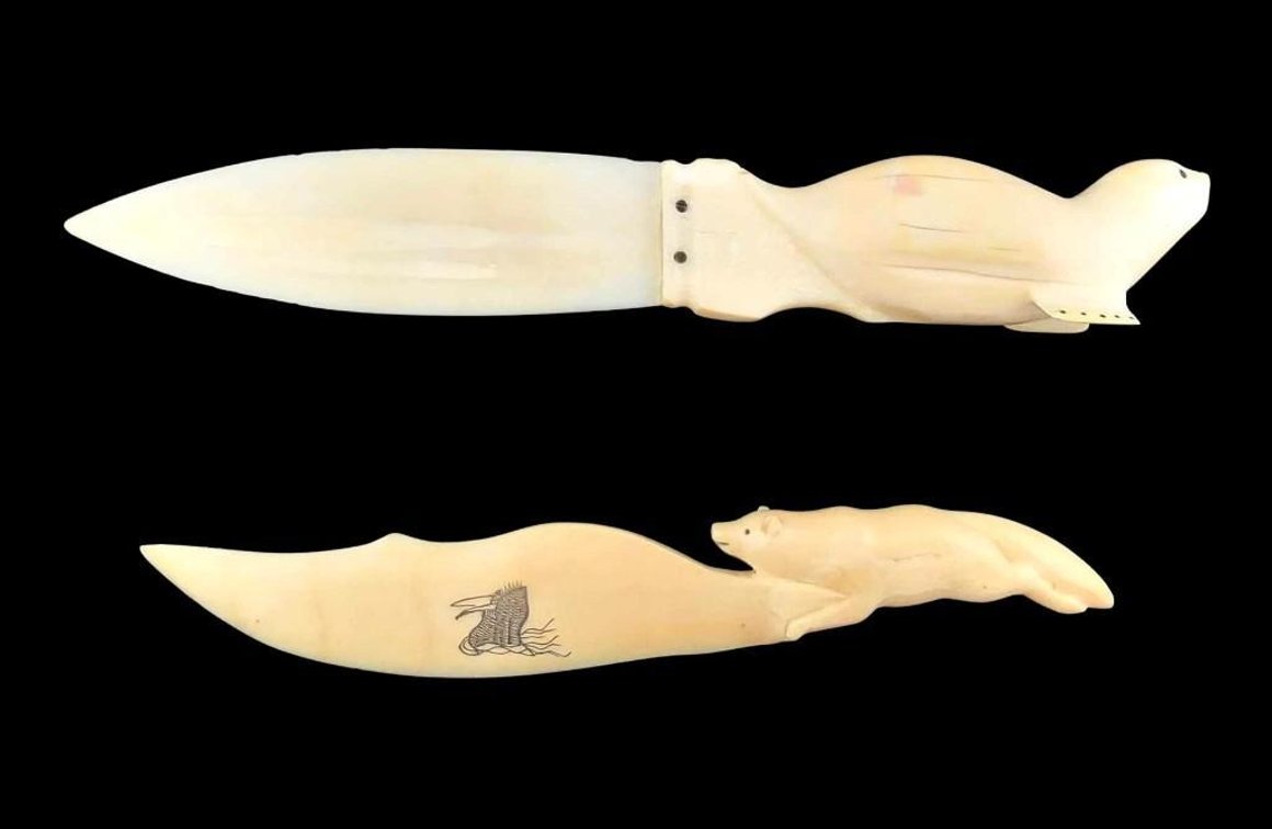 2x Figural Walrus Tusk Letter Openers