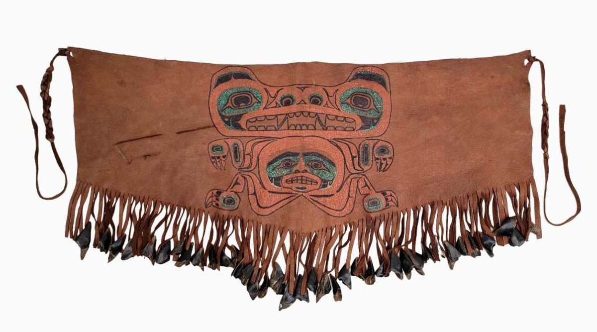 Haida Formline Fringed Dance Apron w/Deer Hooves