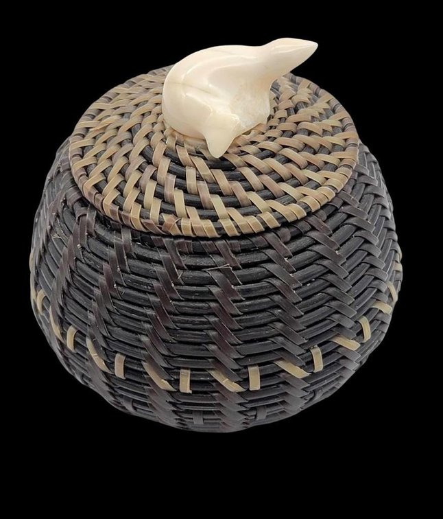 Iñupiaq Multi-Colored Baleen Basket by James Omnik 