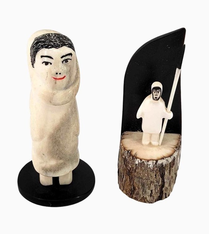Two Eskimo Tusk Carvings 