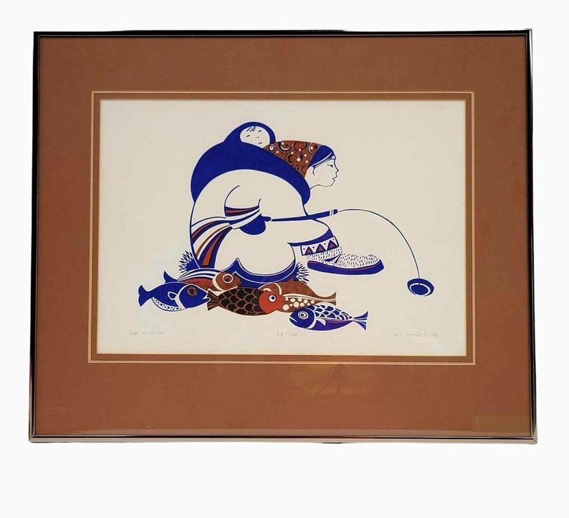Rie Muñoz "Ice Fishing" Serigraph