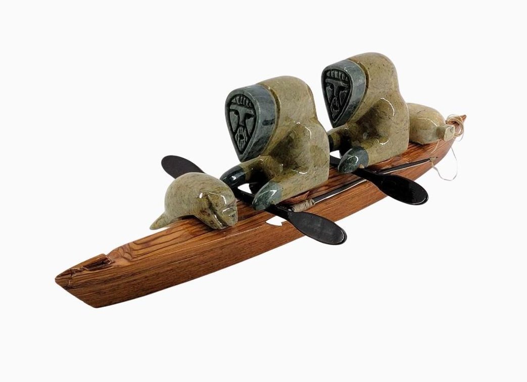 Sculpture of Eskimo Kayak Hunters