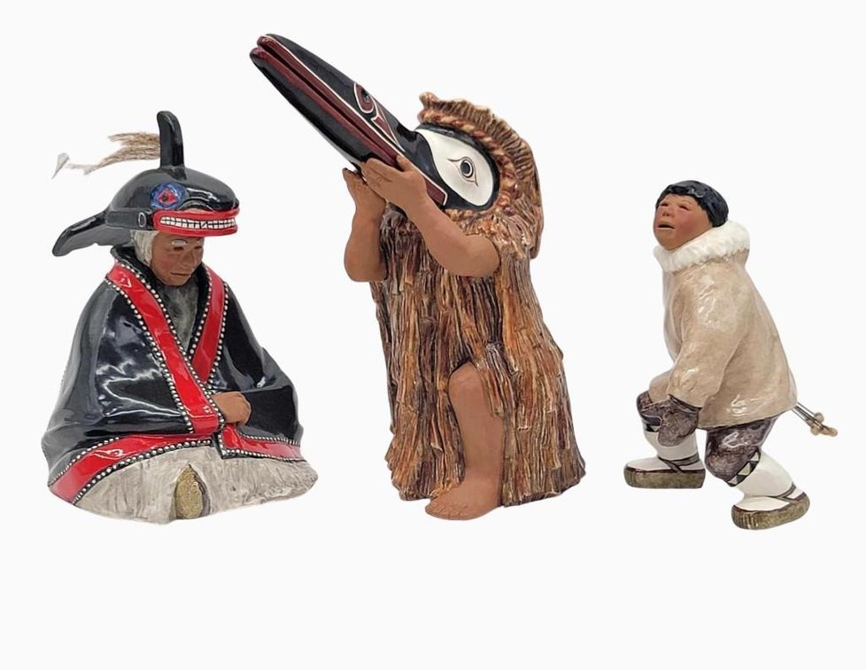 C. Alan Johnson Figurines - Storyteller, Raven Dancer & Bird Hunter