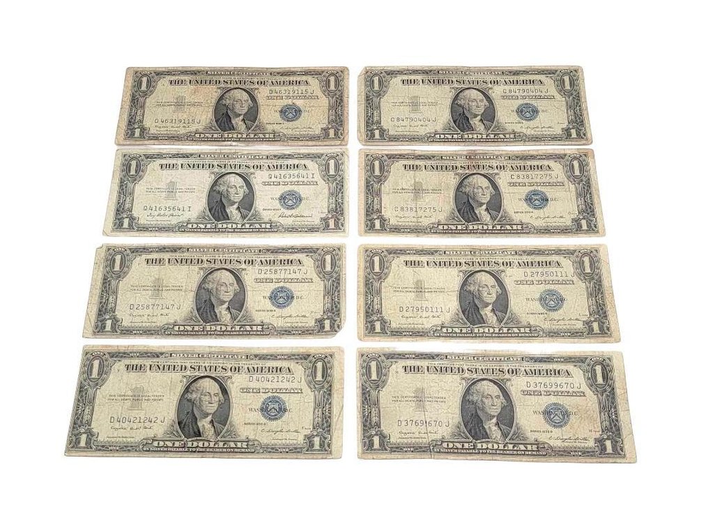 8x 1935 $1 Silver Certificates