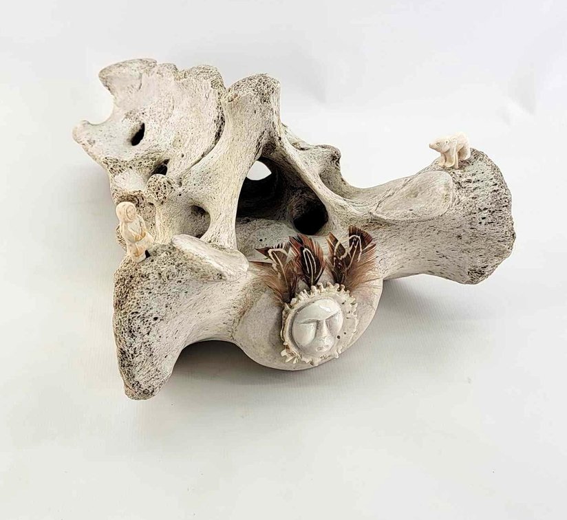 Eskimo Whale Vertebrae Spirit Mask Sculpture 