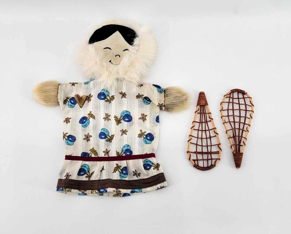 Eskimo Girl Hand-Puppet & Miniature Snowshoes