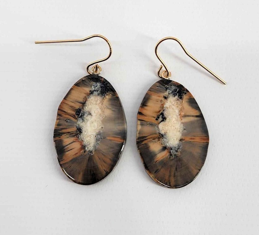 Rare "Black" Ivory Earrings w/ Gold-Filled Hooks
