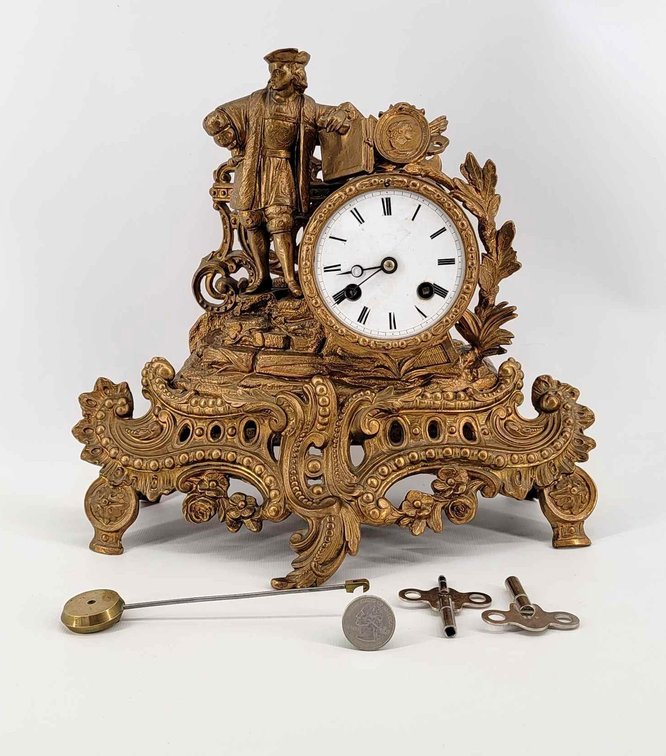 Antique Gilt Metal French Mantel Clock