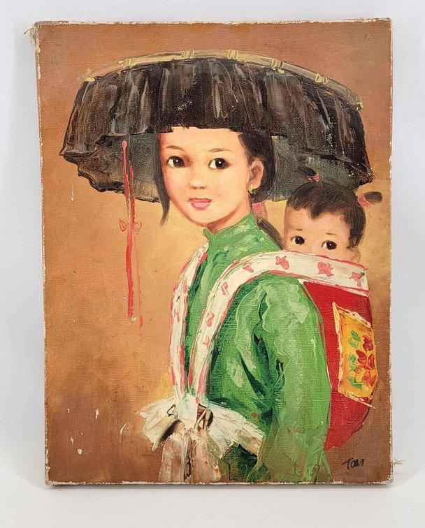 Southeast Asian Original Portrait of Mother & Child