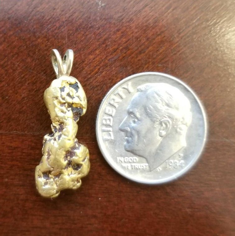 Natural alaska gold nugget pendant