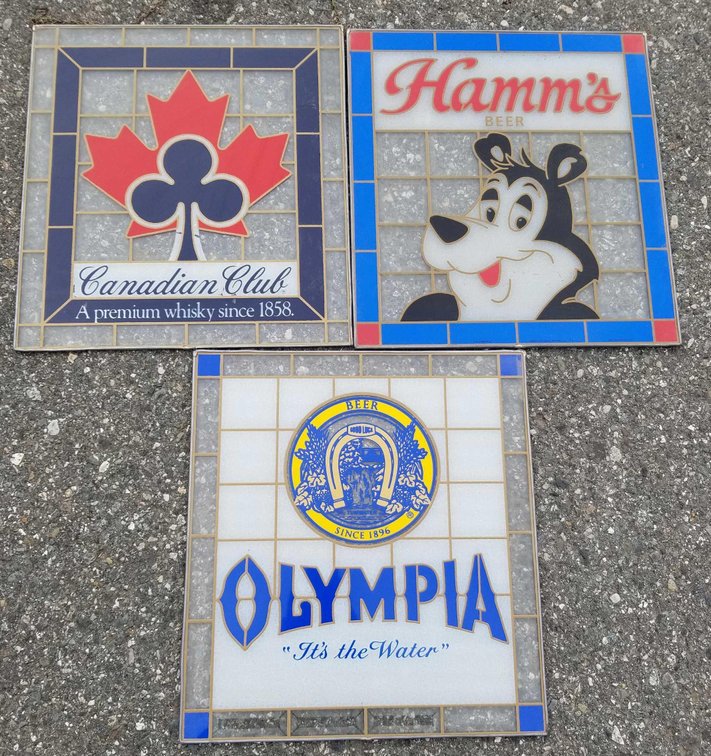 Stained glass vintage alcohol advertising displays