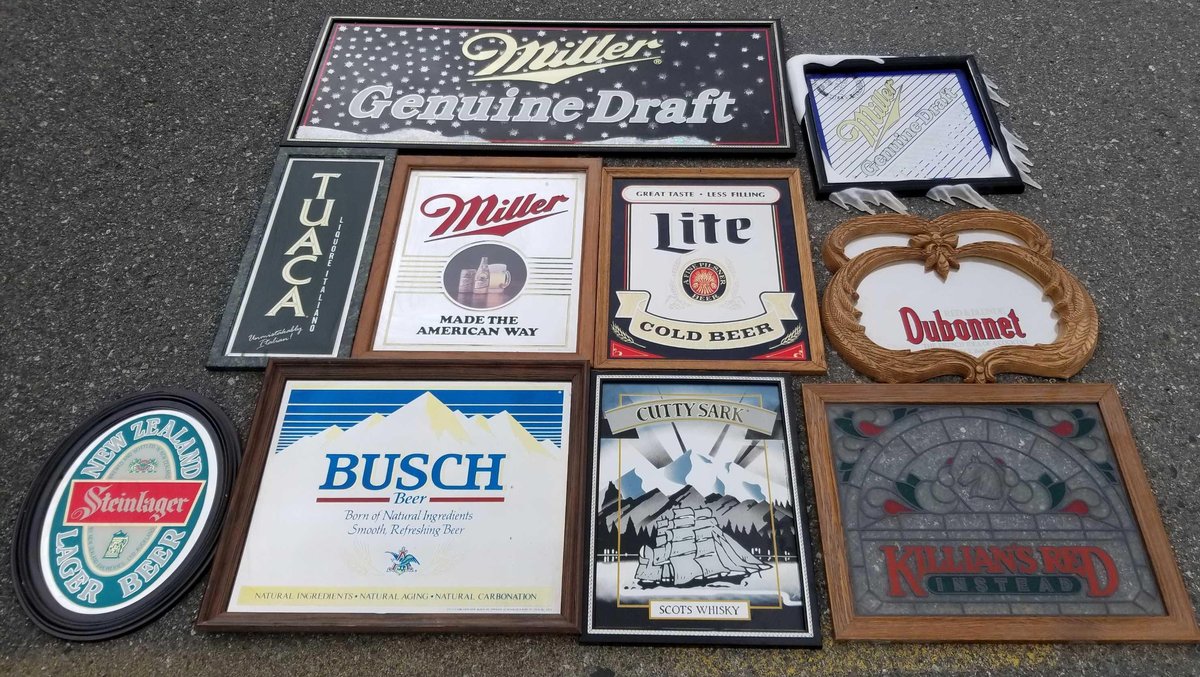 Huge collection of alcohol advertising mirrors and displays