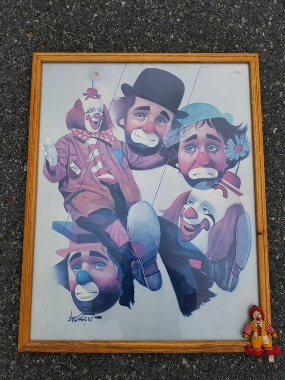 Clown print by Chuck Oberstein (1935-2002)