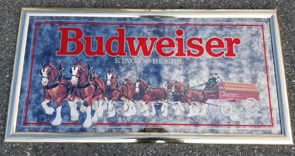 Very large vintage framed budweiser mirror