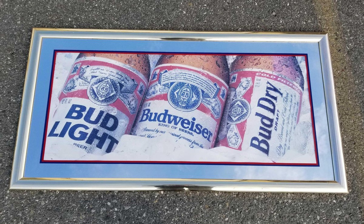 Vintage budweiser large bar mirror