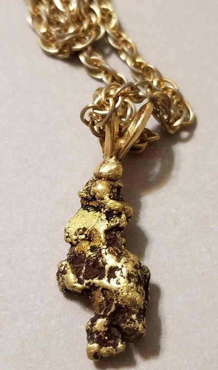Gold nugget pendant on gold filled chain 