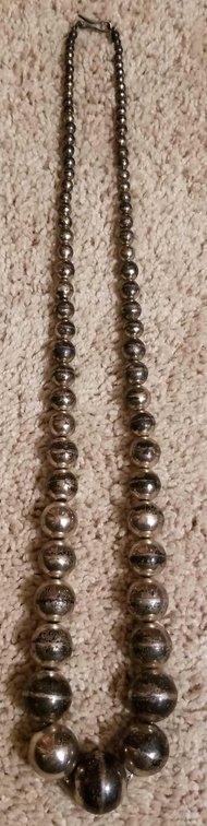  Very heavy sterling silver graduated ball necklace 