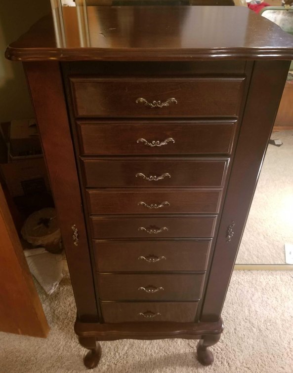 Large jewelry box and contents 