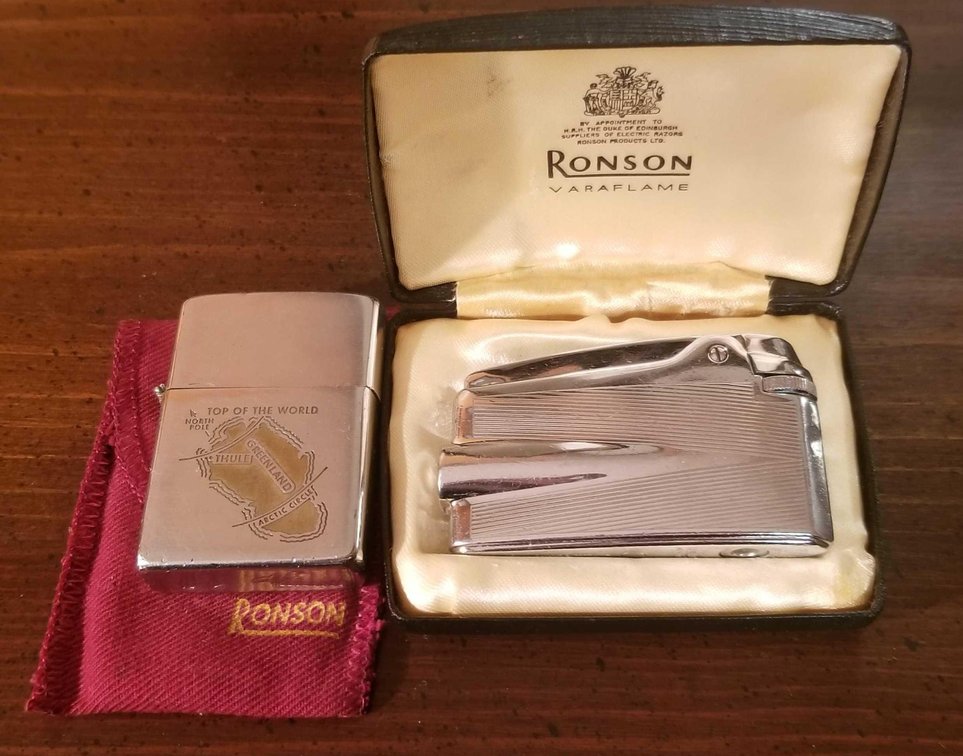 Two collectible vintage lighters by Zippo and Ronson