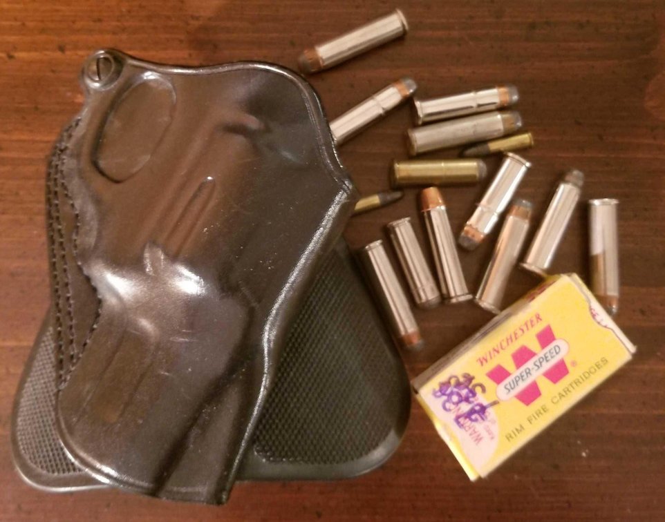Galco holster, assorted ammunition