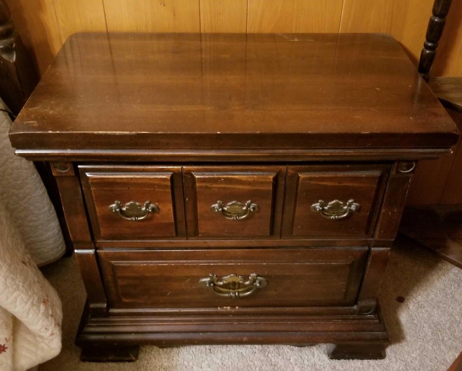 Two matching solid wood nightstands 