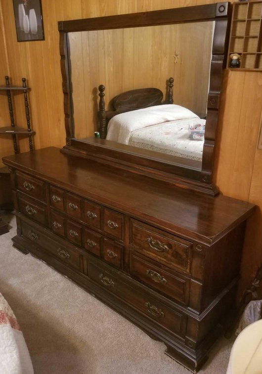 Very large solid wood dresser with mirror 