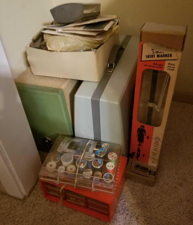 Two vintage sewing machines and accessories 