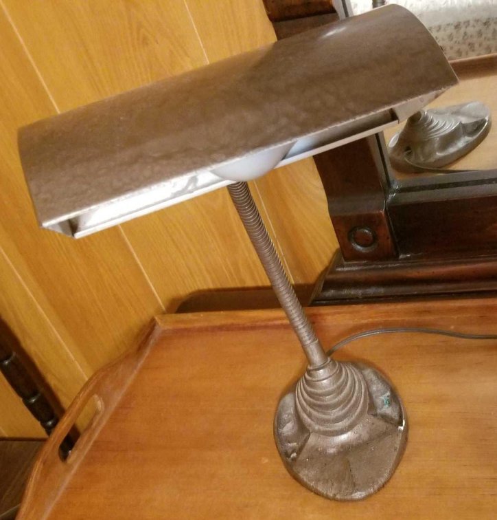 Vintage desk lamp and folding waiter tray