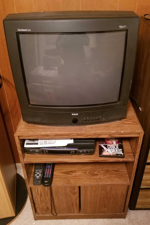 Entertainment stand, TV, VCR player 