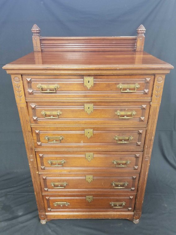 19th century carved chest of drawers 