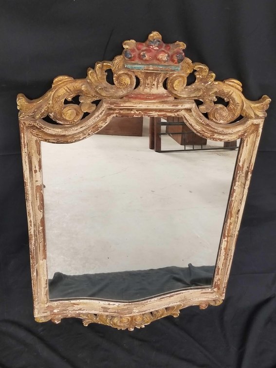 Massive antique La Barge mirror in old painted surface 