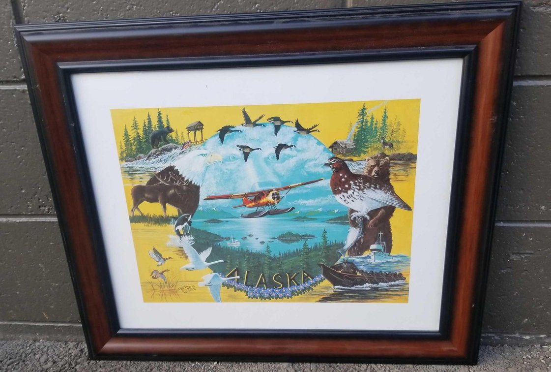 W.E Cross framed Alaskan art print 