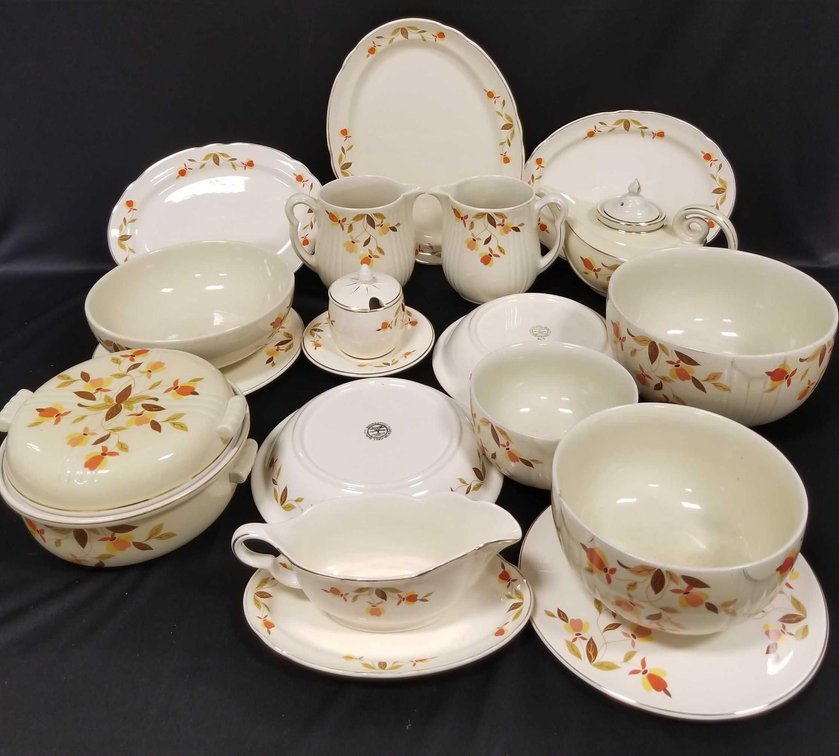 17 serving pieces of Autumn leaf China by Hall 