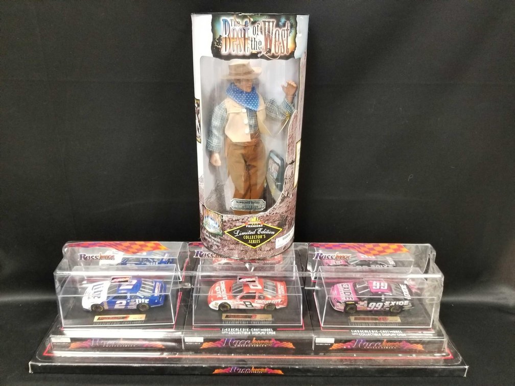 Race Image collectors die cast cars and The Best of the West Clint Eastwood action figure 