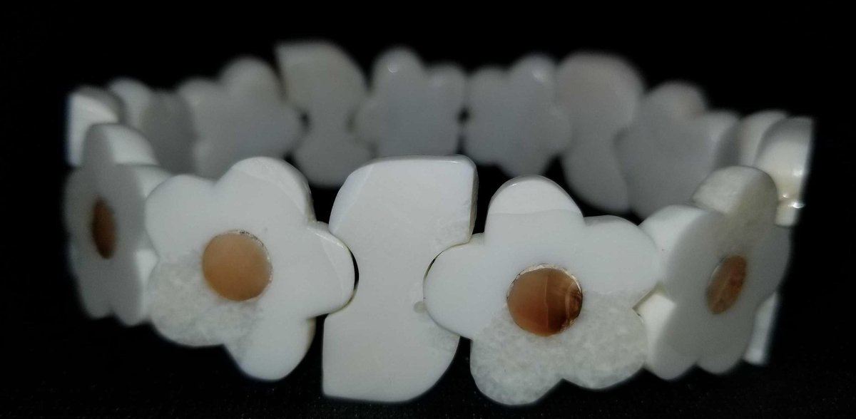 Carved ivory and fossilized ivory bracelet 