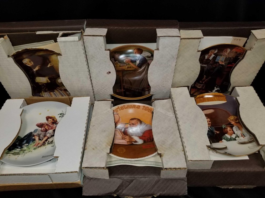 6 Norman Rockwell edition Bradford Exchange/ Knowles collector plates