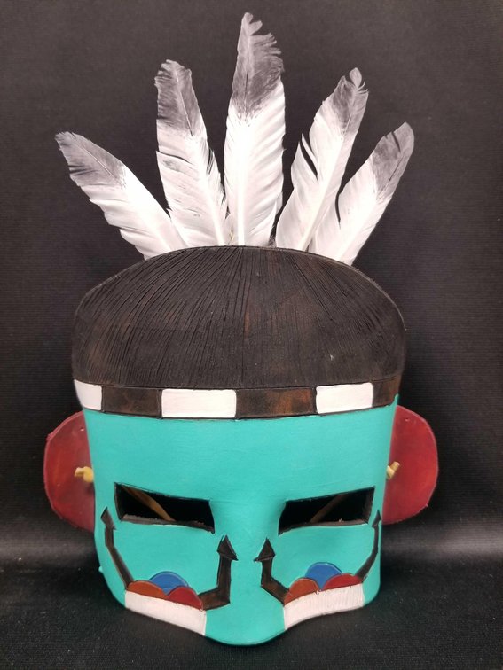 Painted leather "Morning Singer" Native American Mask 